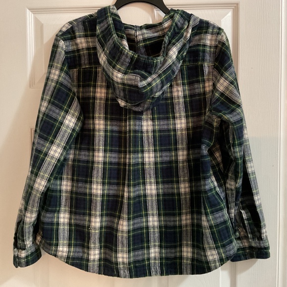 LL Bean Flannel Scotch Plaid Full-zip Hooded Shacket, LP, Relaxed Fit - Picture 5 of 6